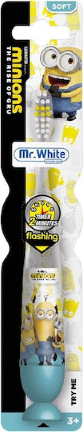 Mr.White Minions Flashing Soft Παιδική Οδοντόβουρτσα με Χρονόμετρο για 3+ Ετών Μαλακή 1 Τεμάχιο