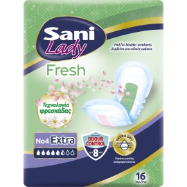 Sani Lady Fresh Super Extra Σερβιέτες Ακράτειας Nο 4 με Άρωμα 16 Τεμάχια [5 1/2 Σταγόνες]