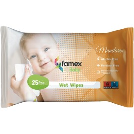 Famex Baby Υγρά Μωρομάντηλα Mandarin 25 Τεμάχια