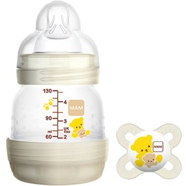 Mam Easy Start Anti-Colic Πλαστικό Μπιμπερό Με Θηλή Σιλικόνης 130ml - Soother Start Πιπίλα Σιλικόνης 0m+ [354S]