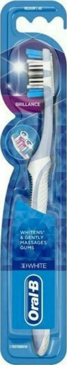 Oral B 3D White Brilliance Οδοντόβουρτσα 40mm Μέτρια Λευκό 1 Τεμάχιο