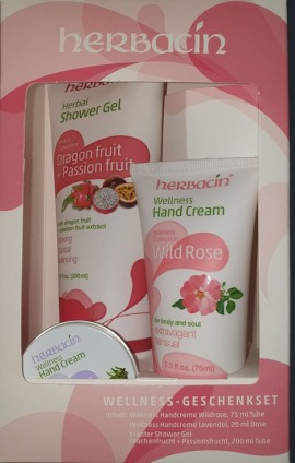 Herbacin PROMO Wild Rose Hand Cream Κρέμα Σώματος 75ml & Lavender Hand Cream Χεριών 20ml & Shower Gel Dragon - Passion Fruit Αφρόλουτρο 200ml