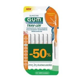GUM 1412 Trav-Ler Μεσοδόντια Βουρτσάκια 0,9mm Πορτοκαλί 2 Πακέτα x 6 Τεμάχια [-50% στο 2ο Προϊόν]