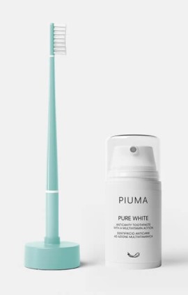 Piuma Echinacea Soft Smile Box Soft Μαλακή Οδοντόβουρτσα Aqua Green με Καθαριστή Γλώσσας Τιρκουάζ 1 Τεμάχιο & Pure White Οδοντόκρεμα Κατά της Τερηδόνας 75ml & Βάση Ημερολόγιο