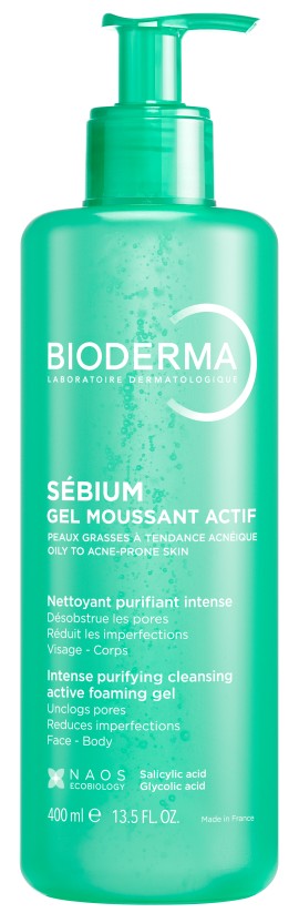 Bioderma Sebium Gel Moussant Actif Εξυγιαντικό Gel Καθαρισμού για Δέρμα με Τάση Ακμής, Πρόσωπο & Σώμα 400ml