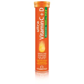 Vitabiotics Ultra Vitamin C+D Fizz 1000mg Συμπλήρωμα Διατροφής για το Ανοσοποιητικό Σύστημα 20 Αναβράζοντα Δισκία