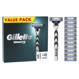 Gillette Mach 3 Ξυριστική Μηχανή 1 Τεμάχιο + Ανταλλακτικές Κεφαλές 12 Τεμάχια