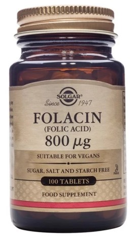 Solgar Folacin Folic Acid 800mg Συμπλήρωμα Διατροφής για την Στήριξη της Ανάπτυξης του Μητρικού Ιστού 100 Ταμπλέτες