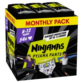 Pampers Ninjamas Pyjama Night Pants Monthly Pack για Αγόρι 8-12 Ετών 54 Πάνες - Βρακάκι [27-43kg]