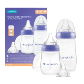 Lansinoh Set Feeding Bottle Σετ Πλαστικά Μπιμπερό 160ml και 240ml & 3 Θηλές Natural Wave (1xS, 1xM, 1xL)