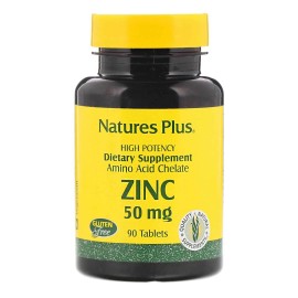 Natures Plus Zinc 50mg Συμπλήρωμα Διατροφής Ψευδάργυρου 90 Ταμπλέτες