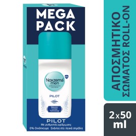 Noxzema PROMO Men Pilot Ανδρικό Aποσμητικό Roll on 48ωρης Προστασίας 2x50ml