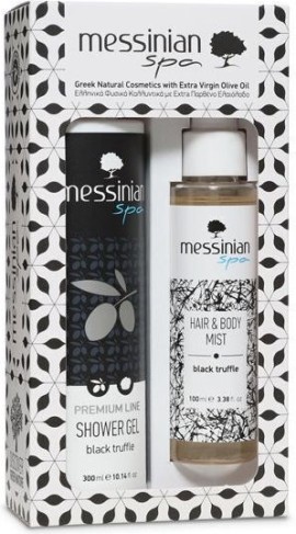 Messinian Spa PROMO Premium Line Black Truffle Shower Gel Αφρόλουτρο Μαύρη Τρούφα 300ml & Black Truffle Hair & Body Αρωματικό Mist για Μαλλιά & Σώμα 100ml