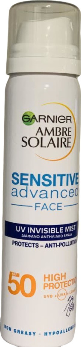 Garnier Ambre Solaire Αντηλιακό Mist Προσώπου Για 24h Προστασία SPF50 75ml