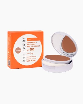 Tecnoskin Sun Protect SPF50 Mattifying Αντηλιακό Compact Make up Bronze Απόχρωση 10gr