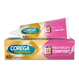 Corega Max Hold+ Comfort, Στερεωτική Κρέμα Τεχνητής Οδοντοστοιχίας για έως και 12 Ώρες Συγκράτησης 40gr