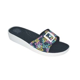 Naturelle C1Β Γυναικεία Ανατομική Παντόφλα Μαύρη με Λουλούδια No. 39-41