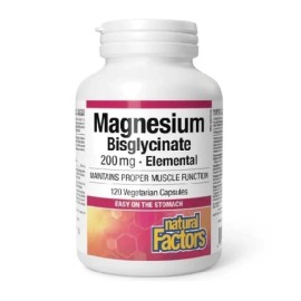 Natural Factors Magnesium Bisglycinate 200mg Elemental για την Διατήρηση της Μυϊκής Μάζας 120 Κάψουλες