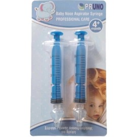 Pruno Professional Care Baby Nose Aspirator Syringe With Silicone Nose Σύριγγα Ρινικής Αποσυμφόρησης για 4m+ Γαλάζιο 2 Τεμάχια