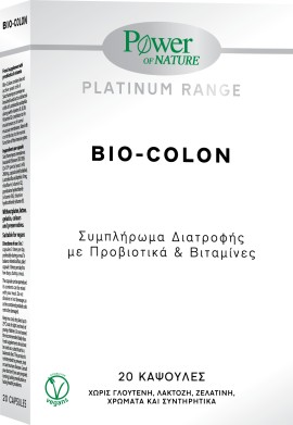 Power Health Platinum Range Bio Colon Συμπλήρωμα Διατροφής Προβιοτικών 20 Κάψουλες