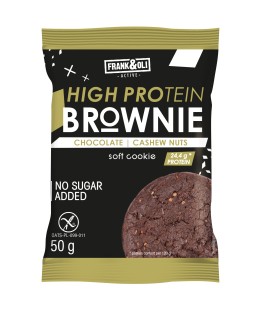 Frank & Oli High Protein Soft Cookie Brownie Chocolate & Cashew Nuts Μαλακά Μπισκότα Υψηλής Περιεκτικότητας σε Πρωτεΐνη με Σοκολάτα & Κάσιους 50g
