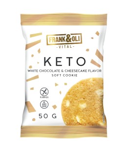 Frank & Oli Keto Soft Cookie White Chocolate & Cheesecake Flavour Μαλακό Μπισκότο με Γεύση Cheesecake & Λευκή Σοκολάτα 50g