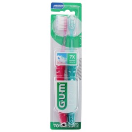GUM 1528 Pro Medium Οδοντόβουρτσα Μέτρια Ροζ - Τιρκουάζ 2 Τεμάχια
