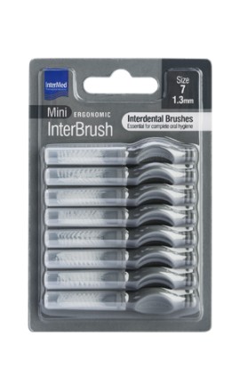 Intermed Ergonomic InterBrush Mini Size:7 Μεσοδόντια Βουρτσάκια με Λαβή 1.3mm Γκρι 8 Τεμάχια
