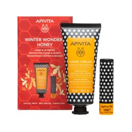 Apivita PROMO Winter Wonders Honey Ενυδατική Κρέμα Χεριών 50ml - Ενυδατικό Lip Care Μέλι 4,4gr