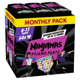 Pampers Ninjamas Pyjama Night Pants Monthly Pack για Κορίτσι 8-12 ετών 54 Πάνες - Βρακάκι [27-43kg]