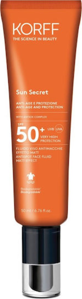 Korff Sun Secret SPF50+ Antispot Face Fluid Matt Effect Αντηλιακό Προσώπου Κατά των Κηλίδων 50ml