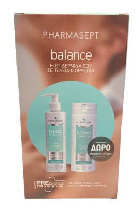Pharmasept PROMO Balance Body Cream Ενυδατική Κρέμα Προσώπου - Σώματος για Ξηρές / Ευαίσθητες Επιδερμίδες 250ml - ΔΩΡΟ Shower Gel Αφρόλουτρο Προσώπου - Σώματος 250ml