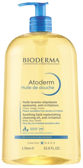 Bioderma Atoderm Huile De Douche Απαλό Ελαιώδες Αφρόλουτρο Κατά των Ερεθισμών για Ευαίσθητο, Ξηρό, Προς Ατοπικό Δέρμα 1Lt