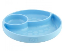 Chicco Take Eat Easy Πιάτο Σιλικόνης με Χωρίσματα και Βεντούζα Χρώματος Γαλάζιο για 12m+ 1 Τεμάχιο [10216-20]