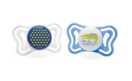 Chicco Physio Forma Light Εργονομική Πιπίλα με Θηλή Σιλικόνης για 16-36m+ με Θήκη Διάφανο - Μπλε Κροκόδειλο 2 Τεμάχια [71035-21]