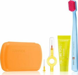 Curaprox Travel Set Φροντίδα Στοματικής Υγιεινής Χρώματος Πορτοκαλί