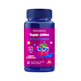 Helenvita Super Jellies Multivitamin Πολυβιταμίνη για Παιδιά  άνω των 3 Ετών με 10 Βιταμίνες & Ψευδάργυρο Γεύση Βατόμουρο 60 Ζελεδάκια