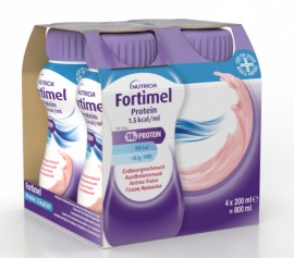 Nutricia Fortimel Φράουλα Protein 1.5kcal/ml Θρεπτικό Συμπλήρωμα Διατροφής Πλούσιο σε Πρωτεΐνες 4x200ml