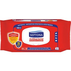 Septona Antibacterial Υγρά Αντιβακτηριακά Μαντηλάκια Χεριών με 75% Αλκοόλη 60 Τεμάχια