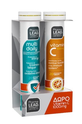 PharmaLead PROMO Multi Daily για Ενέργεια & Τόνωση και Αντιοξειδωτική Προστασία - Vitamin C 1000mg για Ενίσχυση του Ανοσοποιητικού Συστήματος 2x20 Αναβράζοντα Δισκία
