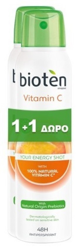 Bioten PROMO Vitamin C Γυναικείο Αποσμητικό Spray 48ωρης Ενυδάτωσης 2x150ml