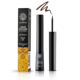 Garden Liquid Eyeliner Brown 02 Waterproof with Vitamin E Waterproof με Πινέλο Καφέ 4ml