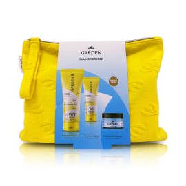 Garden PROMO Summer Breeze Bag Σετ Αντηλιακής Προστασίας Αντηλιακό Γαλάκτωμα SPF50 με Εκχύλισμα Ροδιού Πρόσωπο & Σώμα 75ml & Αντηλιακή Κρέμα Προσώπου SPF50+ με Υαλουρονικό Οξύ 25ml & Απολεπιστικό Σώματος με Άρωμα Θαλάσσια Αύρα 100ml & Μεγάλο Πετσετέ Νεσεσ