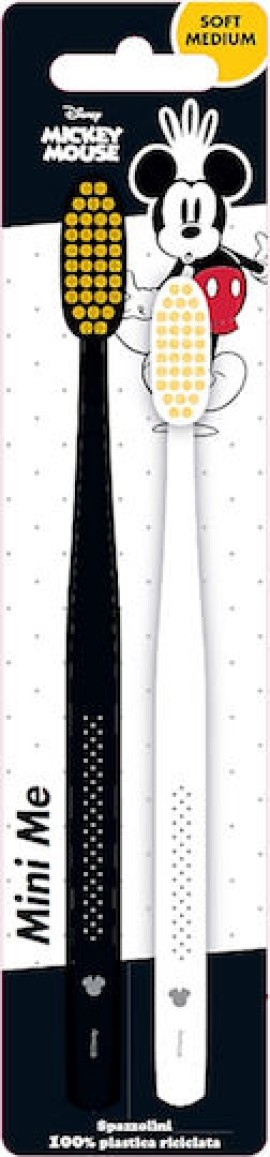 Mr.White PROMO Mickey Soft Medium Παιδικές Οδοντόβουρτσες Λευκό & Μαύρο 2 Τεμάχια