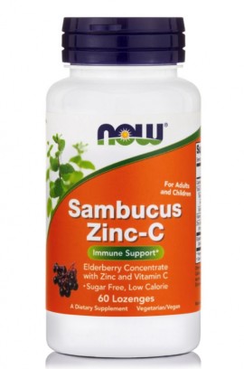 Now Foods Sambucus Zinc-C Συμπλήρωμα Διατροφής για Υγεία & Ευεξία του Οργανισμού 60 Υπογλώσσια Δισκία