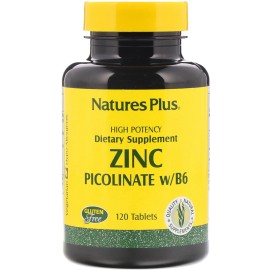 Natures Plus Zinc Picolinate w/B6 Συμπλήρωμα Διατροφής με Ψευδάργυρο & Βιταμίνη Β6 για Ενίσχυση Ανοσοποιητικού & Αναπαραγωγικού Συστήματος 120 Ταμπλέτες
