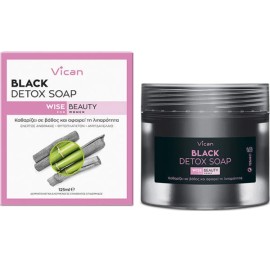 Vican Wise Beauty Black Detox Soap Σαπούνι Με Ενεργό Άνθρακα Για Βαθύ Καθαρισμό 125ml