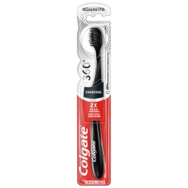 Colgate 360° Medium Απλή Οδοντόβουρτσα Μέτρια Μαύρη 1 Τεμάχιο