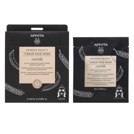 Apivita Express Beauty Tissue Face Mask Carob Μάσκα Προσώπου Για Αποτοξίνωση - Καθαρισμό 20ml
