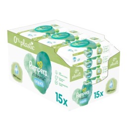 Pampers PROMO Harmonie Aqua Μωρομάντηλα με 99% Νερό χωρίς Οινόπνευμα & Άρωμα 15 Πακέτα x 48 Μωρομάντηλα [ΚΟΥΤΑ]